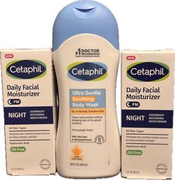 Cetaphil Bundle – 2x Night Facial Moisturizer + Ultra Gentle Soothing Body Wash