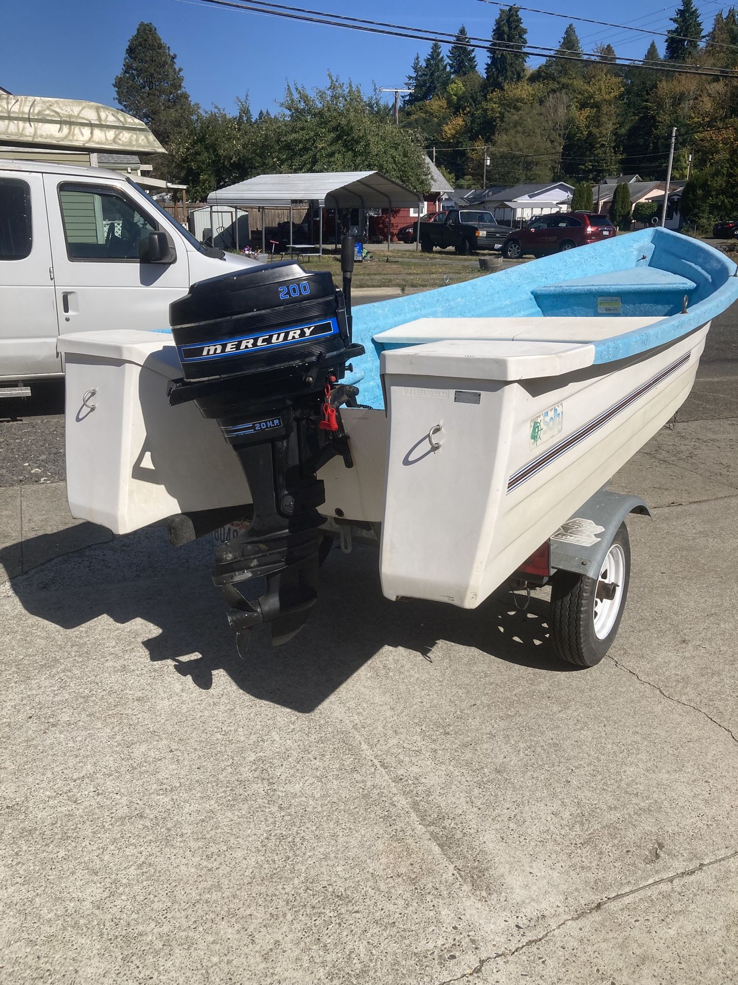 13’ Salty Boat 20 Hp Merc Galv Trailer