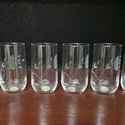 Vintage Princess House Heritage Etched Crystal Juice Glasses