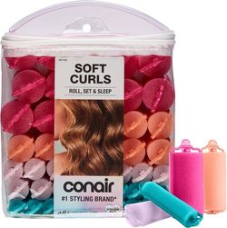 Conair Hair Rollers for Heatless Curls Overnight, Snap Closures, 48 Count