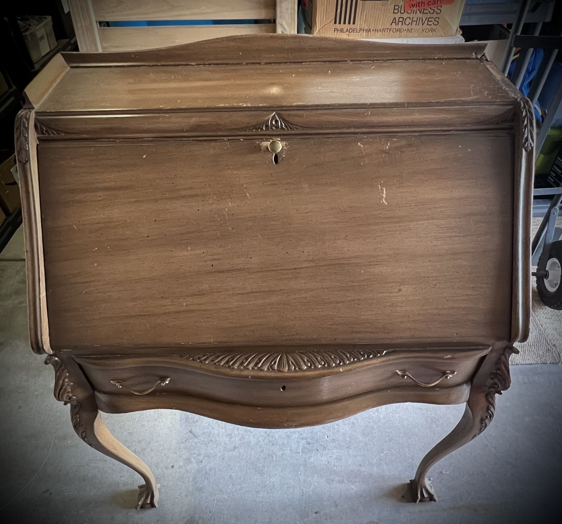 Antique Secretary Desk Queen Anne Or French Provincial