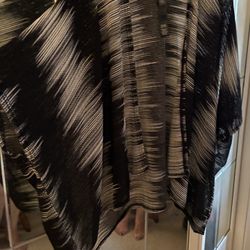 Sheer, black & silver wrap with wide arm slits