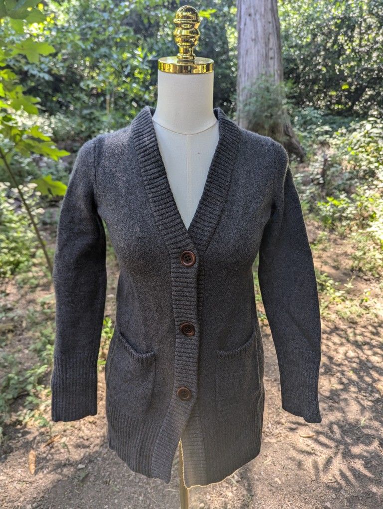 Eddie Bauer Gray Cardigan Sweater Classic Knit