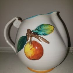 Vintage Majolica Italian Fruit Pitcher Pottery