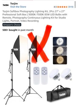 Torjim Softbox Photography Lighting Kit, 2Pcs 27" x 27" Professional Soft Box