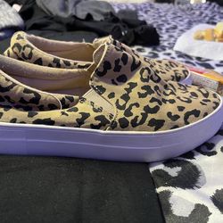 Cheetah print slip on’s memory foam
