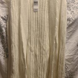 Gap Women's Medium Sweater Vest Sleeveless White Knit Long Length Cardigan