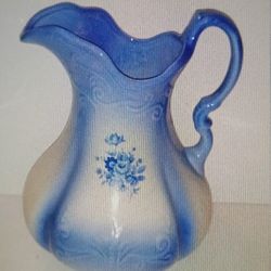 Vintage Blue Ironstone Pitcher 