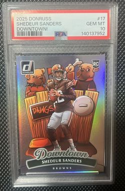 2025 PANINI DONRUSS DOWNTOWN! #17 SHEDEUR SANDERS ROOKIE RC PSA 10