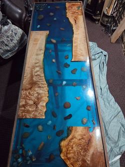 Live edge epoxy entrance table w/LED