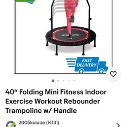 Cama elástica plegable de 40 pulgadas para ejercicio interior y entrenamiento con asa, carga máxima de 330 libras

