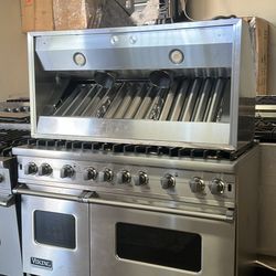 Viking 48”Wide All Gas Range Stove Stainless Steel 6Burners And Viking 48”Wide Range Hood
