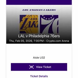 Los Angeles Lakers Vs Philadelphia 76ers Ticket