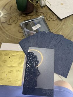 Event Navy Blue invitation set (18) w/ 5x7 plexiglass clear sheets