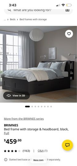 Full size BRIMNES IKEA bed frame with mattress