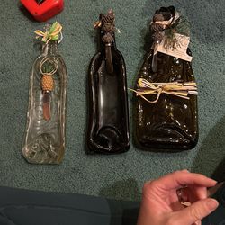 3 Wine Bottle Shaped Serving Platters