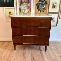 Mid century Modern Three Drawer Walnut Dresser