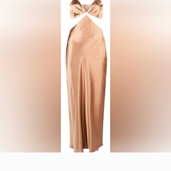 Reformation Poppies Croissant Tan Cut Out Silk Dress