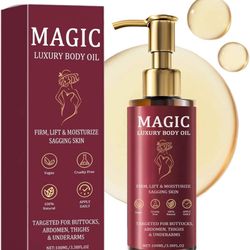 Magic Body Firming Oil, Luxury Body Oil, Tightening & Hydrating Body Oil with Vitamin E and Rosehip, Non-Greasy Body Serum Oil for Thighs, Arms, Chest