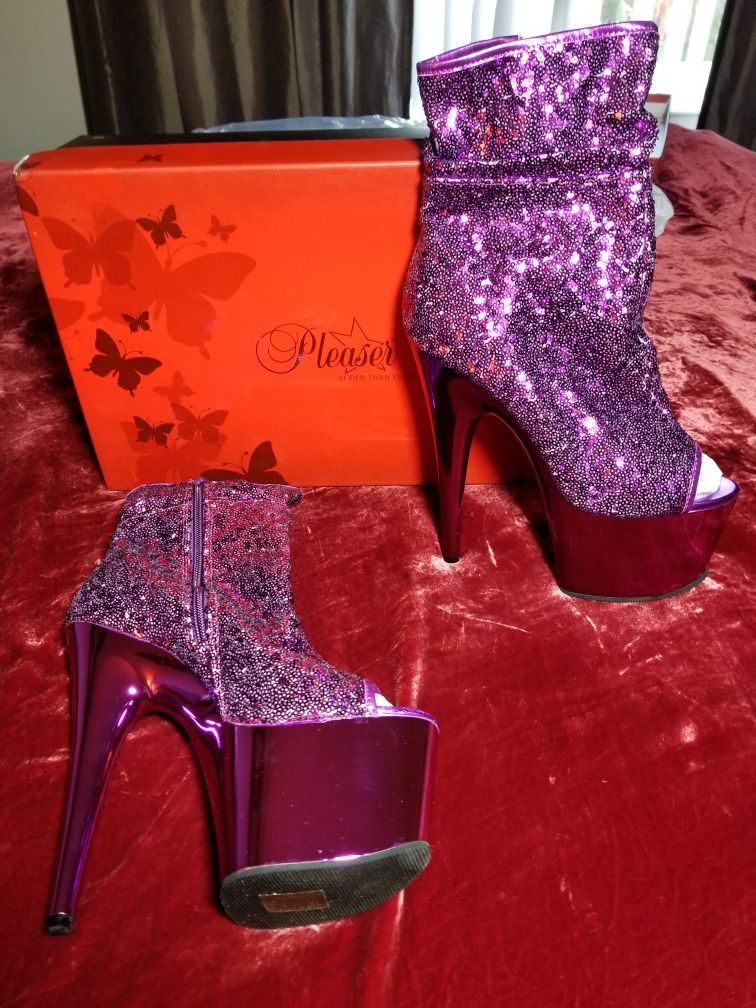 Size 9 purple sequin heels