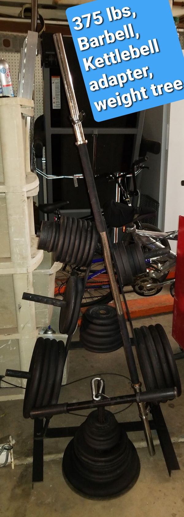 Plate Weights, Barbell, Adjustable Kettlebell rig