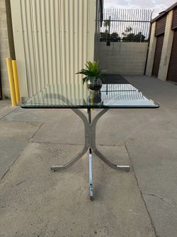 1970s MCM vintage Italian chrome tubular square table