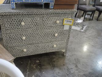 Black & White Bone-Inlay 4-Drawer Chest/Dresser