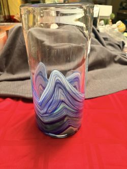 Blue And Green Waves Glass Vase