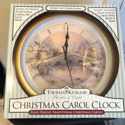 Thomas Kinkade 13-Inch Christmas Carol Music Wall Clock with Nighttime Off-sensor NEW