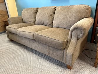 FLEXSTEEL Brown Roll Arm 3-Seat Sofa