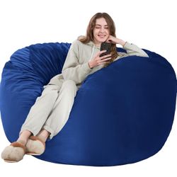 HABUTWAY Bean Bag Chair: Giant 5' Memory Foam Furniture Bean Bag Chair for Adults with Microfiber Cover 5Ft (Blue)  3862