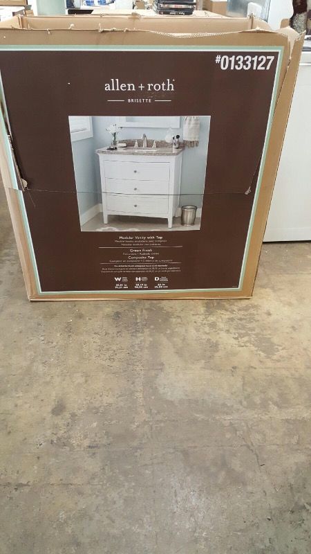 allen + roth Brisette Cream 36 inch Sink Bathroom Vanity with Cultured Marble Top