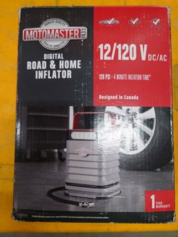 MOTOMASTER Portable Air Inflator-Compressor | Dual Motor 120PSI Dual Power Source | Programmable Digital Display Provides Live Data | AC/DC 