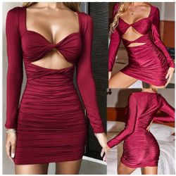 Ruched Cut Out Twist Front Knot Dre