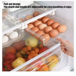 Egg Holder Refrigerator Spacesaver Organizer Bin 14 Grid Pull Out Refrigerator Egg Drawer