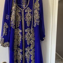 Royal Blue Dress With Crystals And Rhinestones 