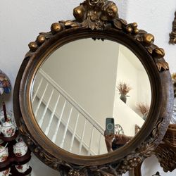 VTG Bombay Company Floral/Fruit Wall Mirror Gold Gilt Hollywood Regency Ornate