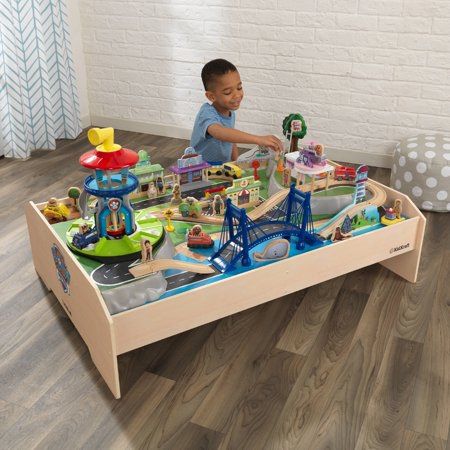 KidKraft PAW Patrol Adventure Bay Wooden Play Table with Rotating Lookout Tower, 73 Pieces Multi - 43.31" x 31.06" x 27.72"