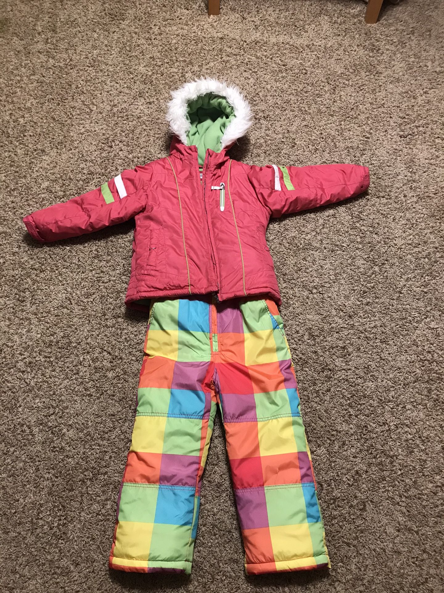 Girls Size Large 6x Winter Coat and Snow Bibs Set by London Fog