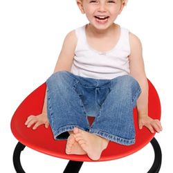 Autism Kids Swivel Chair, Spinning Chair for Kids Sensory, Sensory Toy Chair, Carousel Spin Sensory Chair for Kids, Training Body Coordination (Red)