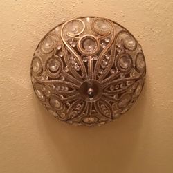 FANCY BRASS & BEADS FLUSH MOUNT CEILING FIXTURE