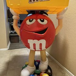 Red Peanut M & M Candy Character- 40” Tall W/ Shelf And On Wheels
