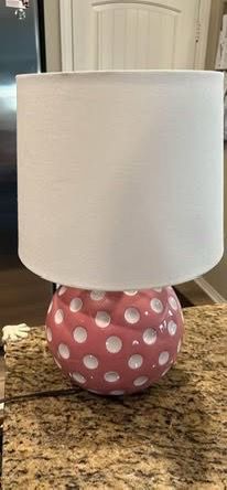 Pink and white polka dot lamp