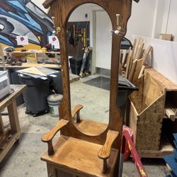 Entryway Coat Rack With Mirror And Storage