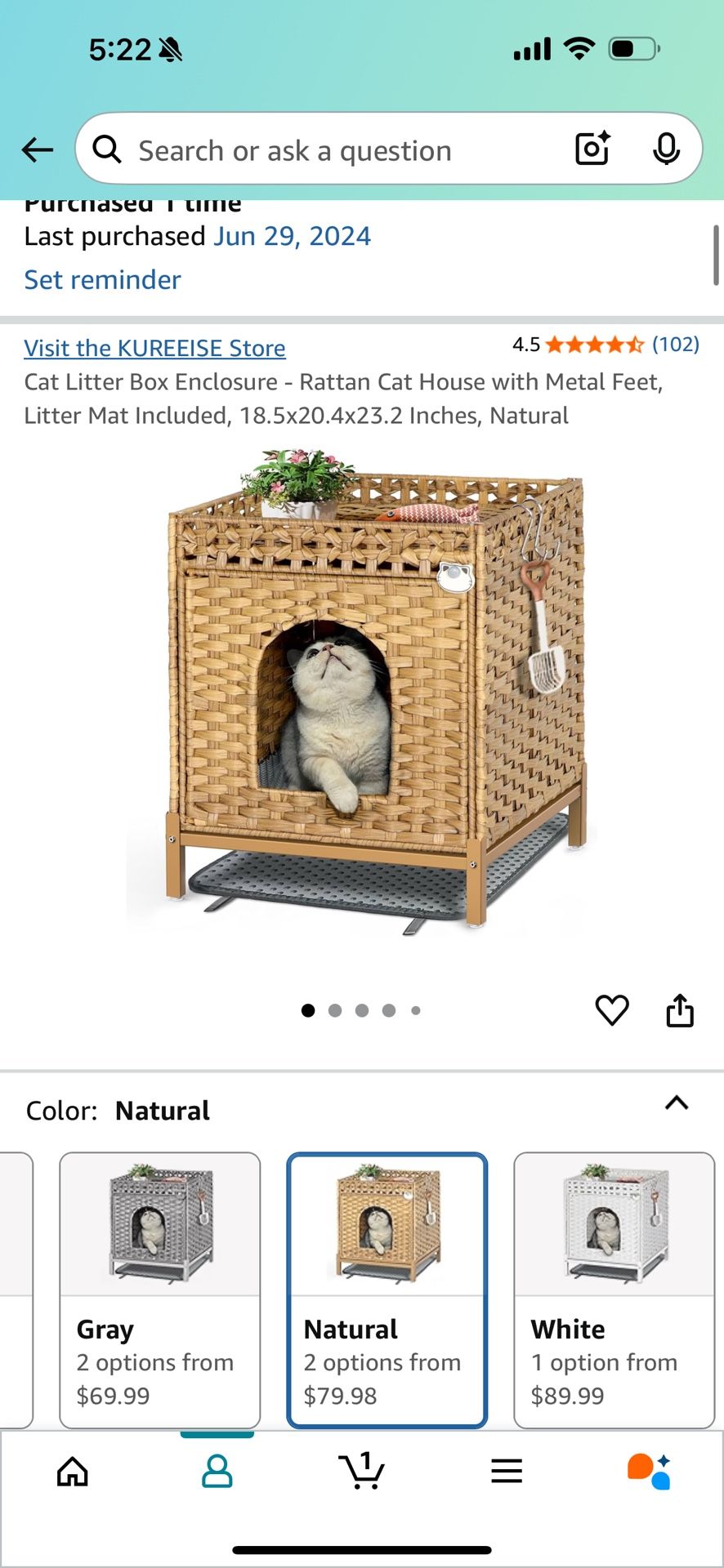 Cat Litter Box Enclosure Boho Rattan