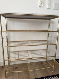 Gold & White 4-Tier Storage Shelf
