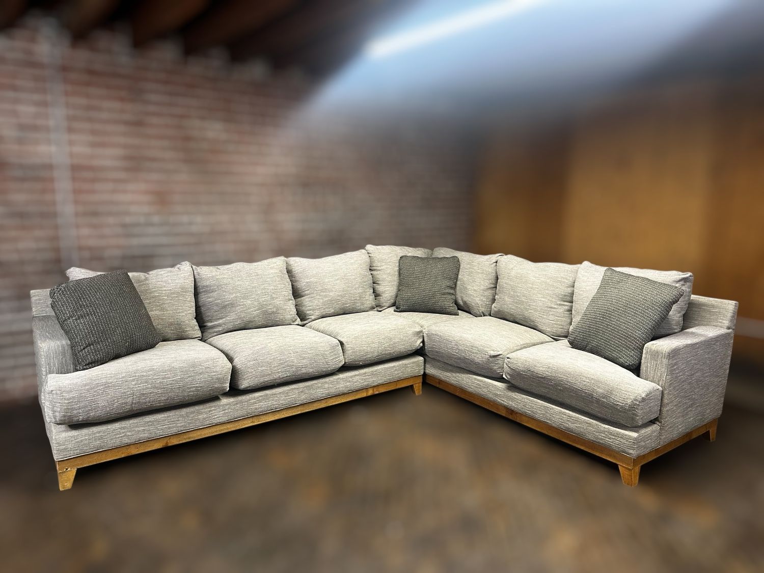Free Delivery-Gray L shape 2pc sectional sofa couch
