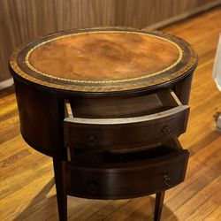 Oval End Tables With Drawers- Set Of 2