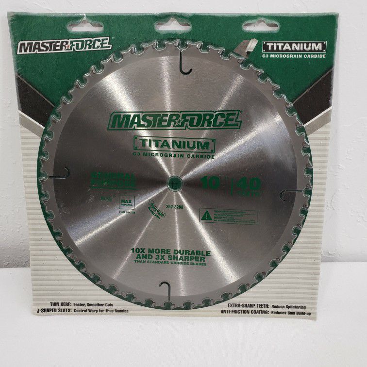 Masterforce Titanium C3 Micrograin Carbide General Purpose 10" 40 Teeth Saw Blade NEW