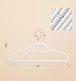 SONGMICS Velvet Hangers Clothes Hanger w/ Rose Gold Swivel Hook Set of 50 - White